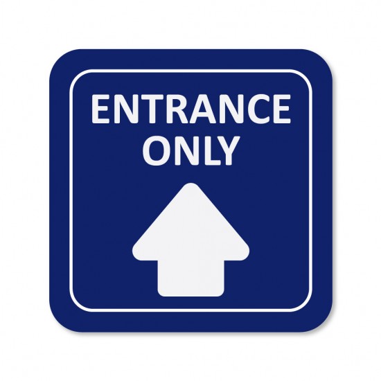 Covid-19 Floor Sticker Entrance Only Dark Blue 26x26cm 3pcs